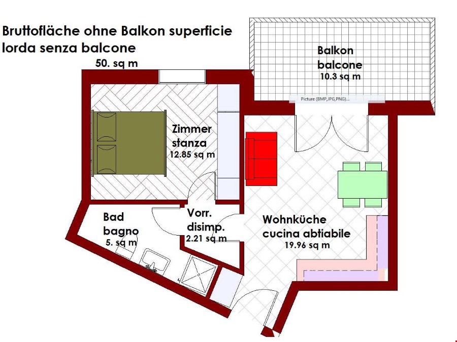 Zweizimmerwohnung im 1. Stock in Leifers zu verkaufen