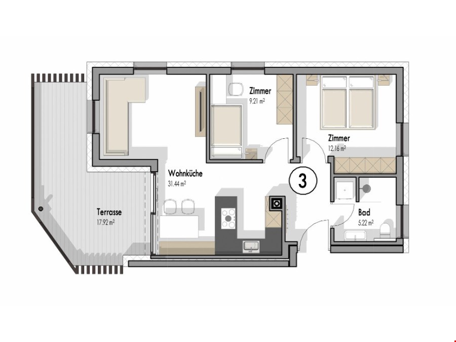 Preisupdate: Exklusive 3-Zimmer-Wohnung mit große Terrasse