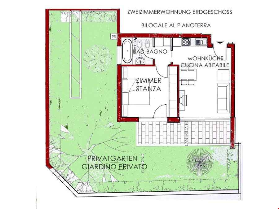 Gemütliche Gartenwohnung im Zentrum von Bozen/Quirein zu verkaufen