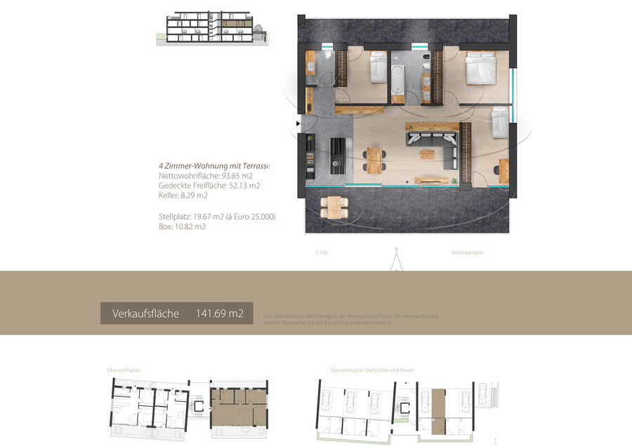 Geräumige Vierzimmerwohnung mit Südterrasse und unverwechselbarem Bl 2